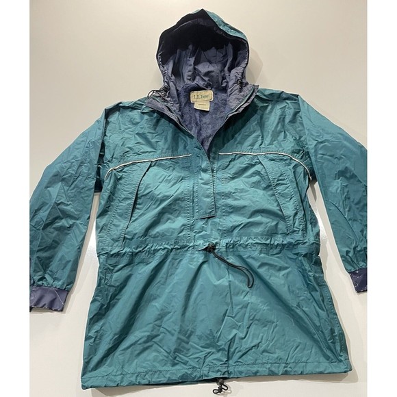 Vtg 90’s LL Bean Hooded Windbreaker Anorak Green Rain Jacket Shell Large Tall T - Picture 3 of 16